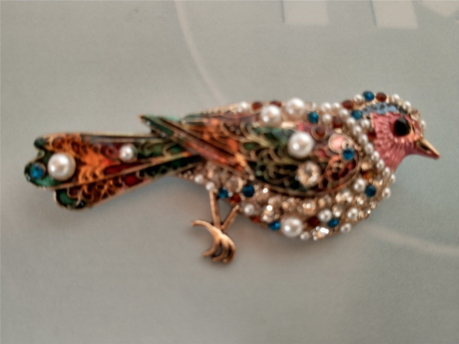 Spille & Fermagli: wunderschöne  Vogel Brosche mit Strass und Perlen – Nuovo (secondo la descrizione) da Löhningen venduto da Chimae67 2