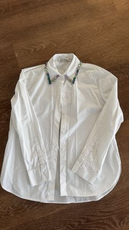 Chemise blanche Zara avec col orné, taille XS, occasion
