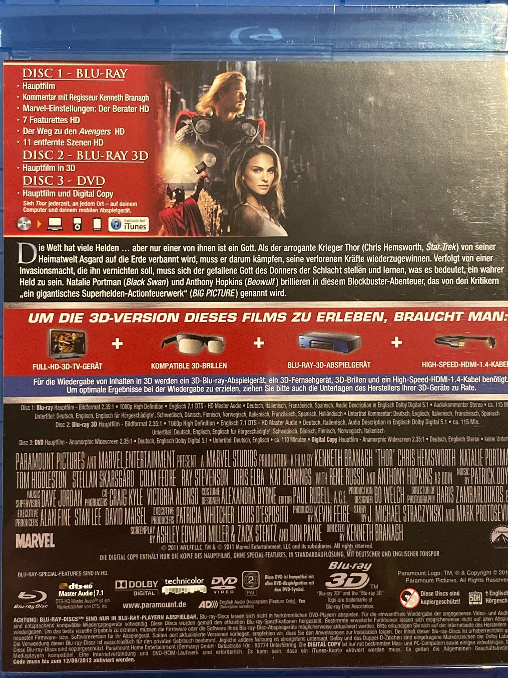 Tutti i DVDs: Thor - Limitierte 3D Edition   (2011) – Nuovo (secondo la descrizione) da Waldenburg venduto da Gonzo8 1
