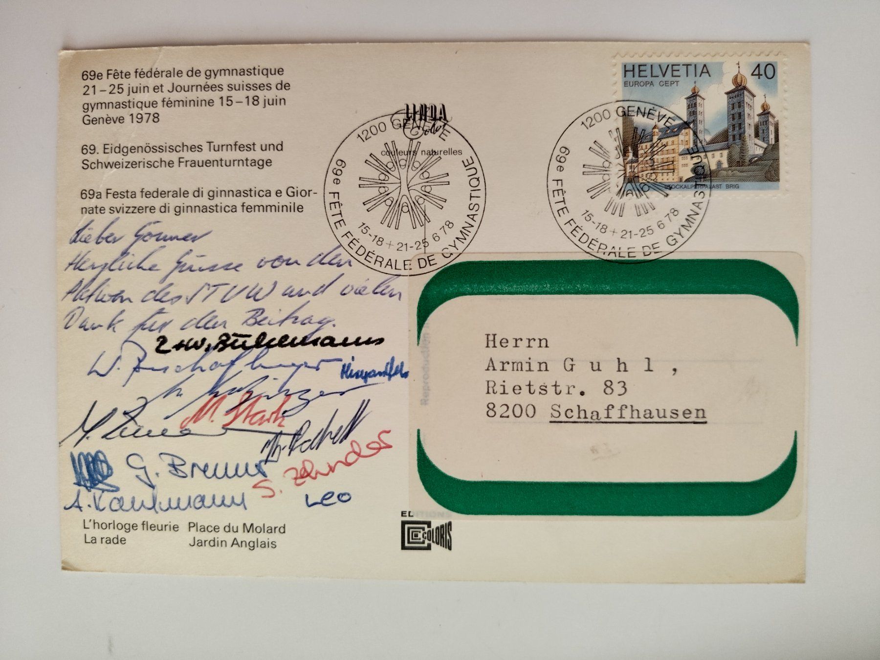 Ansichtskarten: 69 Eidgenoessisches Turnfest Genf 1978 – Gebraucht aus Ohmstal von Lebensfreude05 1