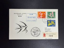 KLM Erstflugbrief Zürich - Conakry Guinea 1963