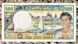500 Francs Französisch Übersee UNC!!!