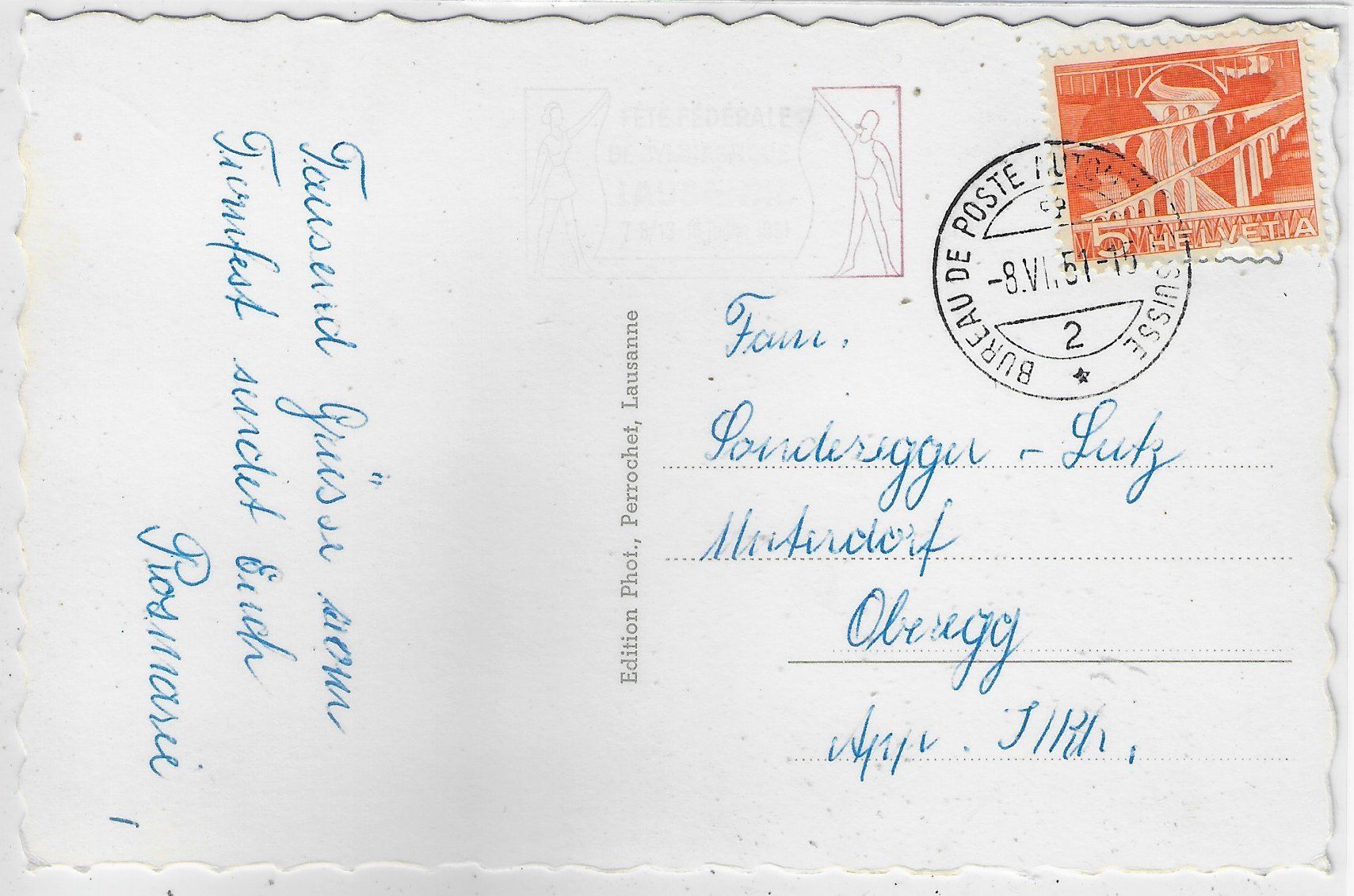 Cartoline postali: Lausanne - Place Chauderon - Tram Tramway – Usato da Ettingen venduto da Kartenplanet 1