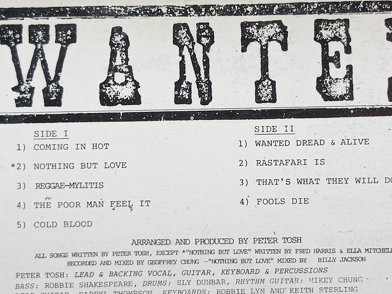 Schallplatten: Peter Tosh Wanted Dread & Alive LP 1981  – Gebraucht aus basel von markusb07 9