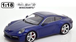 PORSCHE 911 992 CARRERA 4S 2019 ENZIANBLAU 1:18 MINICHAMPS