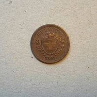 1 Rappen 1891 , Bronze .