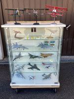 Stabile Luxus Glas Vitrine für an die Wand, weiß Modellflugz