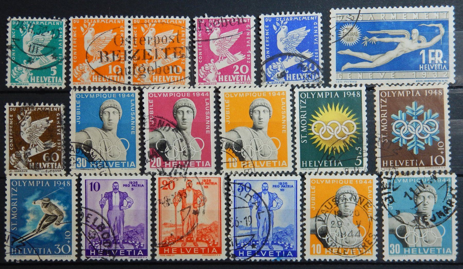 Alle Briefmarken: Schweiz Lot mit alten Werten VI – Gebraucht aus Zürich von Muehlekauf