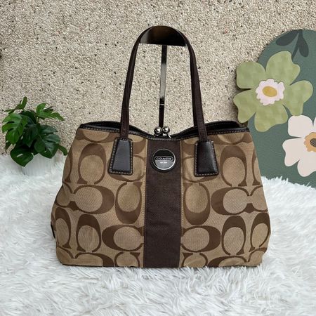 Handtasche Coach Monogram braun 36x25cm guter Zustand
