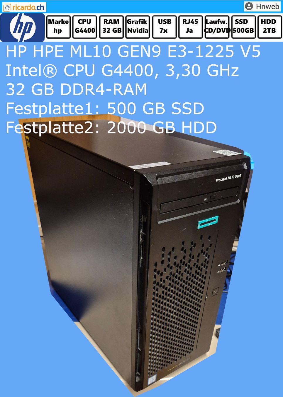 Serveur HP ProLiant ML10 Gen9 Intel Xeon E3-1225v5 Quad-Core en vente au Cameroun | ecommerce a douala cameroun