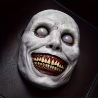 Horror Maske Creepy Smile weiss, Latex Vollkopf, neu