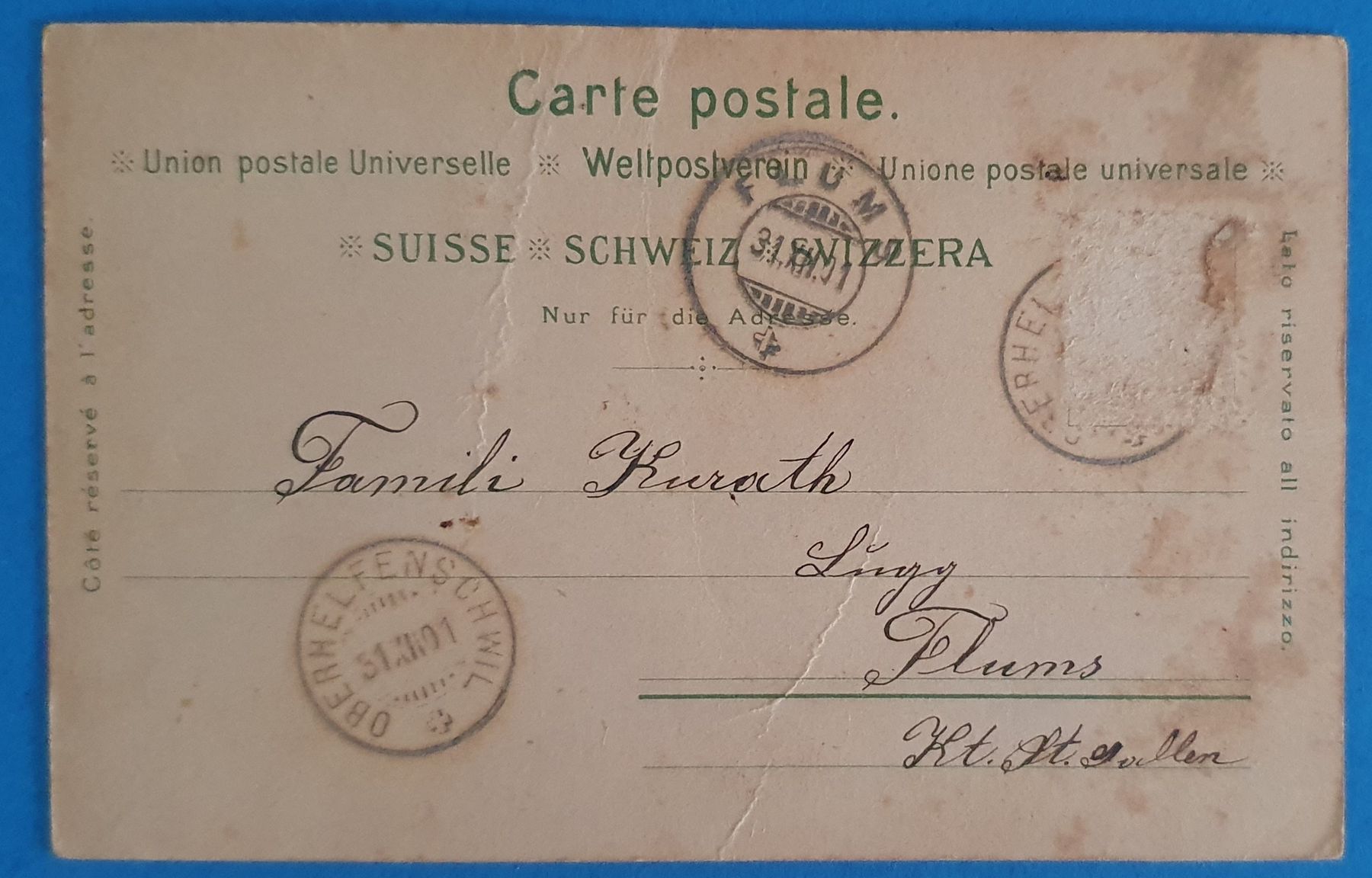 Ansichtskarten: Gruss aus Oberhelfenswil 1901 – Gebraucht aus Kreuzlingen von Rschweiz1 1