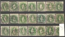 Stehende Helvetia 21x 25 Rp. gest.