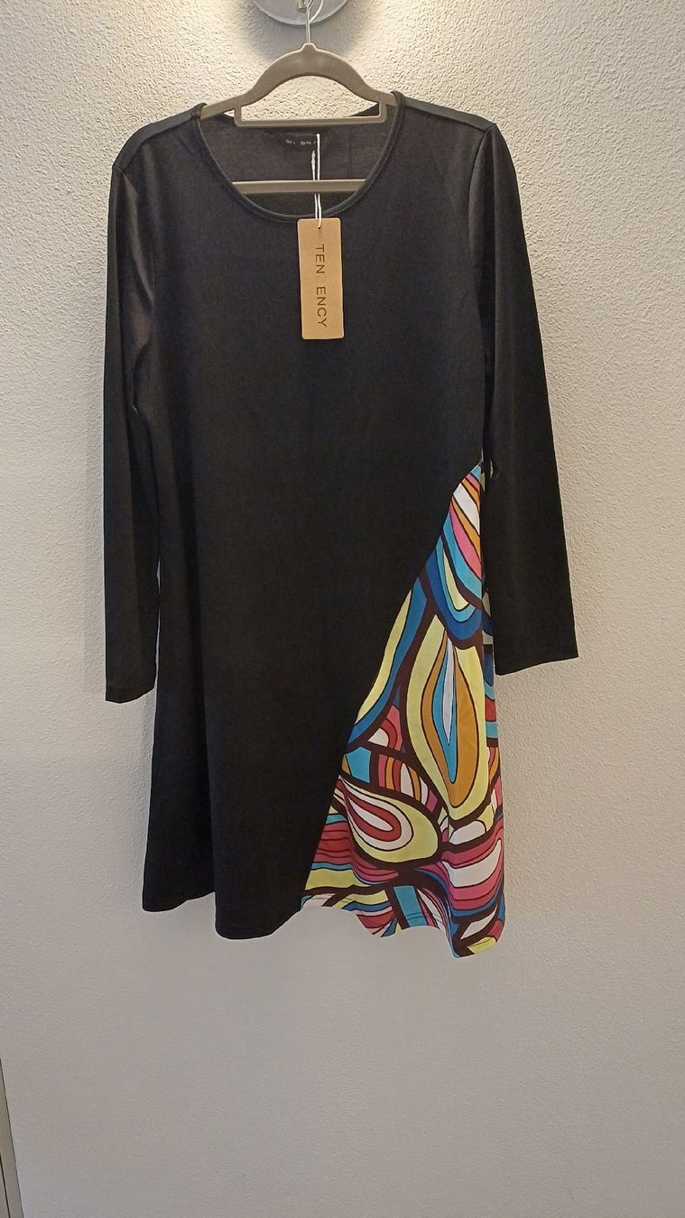 Vestiti: Schwarzes Kleid mit Muster Gr. M/L neu & bequem – Nuovo e nell'imballaggio originale da Stäfa venduto da Ildi 1