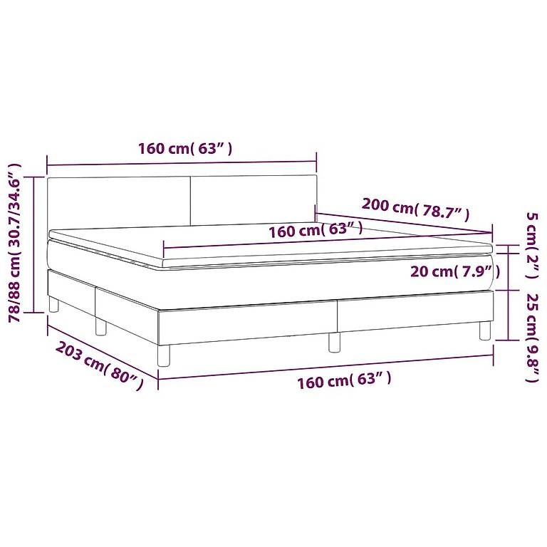 Lits:  Boxspringbett mit Matratze Hellgrau 160x200 cm Samt – D'occasion à Zug par Cheap-Shop 1