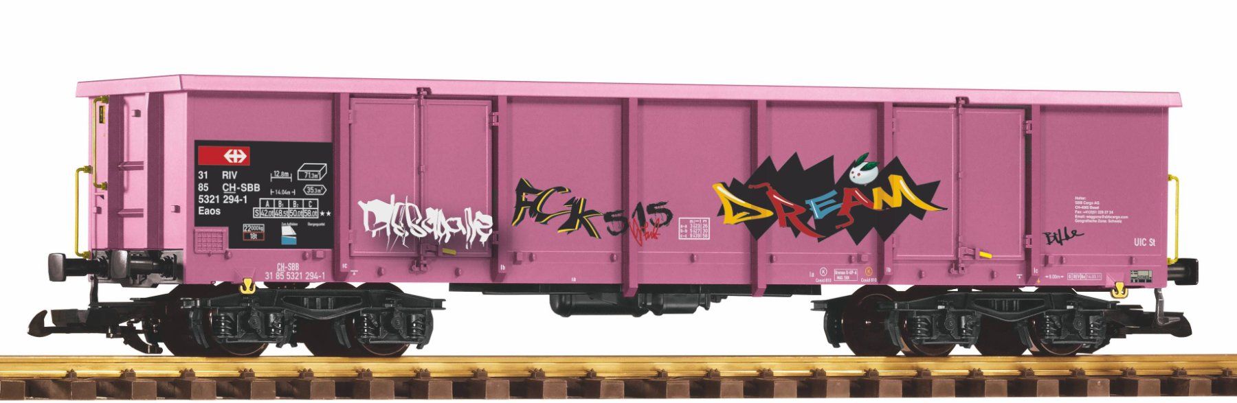 Piko Modellini di ferrovie: Piko 37013 SBB Eaos pink mit Graffity – Nuovo e nell'imballaggio originale da Dagmersellen venduto da FBM-Bacheli 1