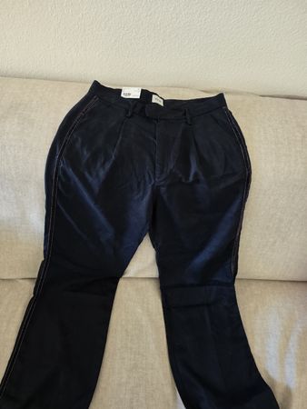 New MUSTANG Tencel Wide Leg Trousers, Size 36/34, Navy