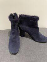 REDUZIERT! MAX&MOI Boots Suede Fur Navy Blue Size 38