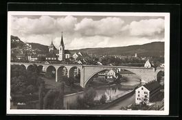 AK Baden, Panorama mit Brücke