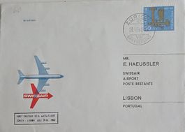 Flugbrief Umschlag Swissair DC-8 Erstflug Zuerich Lissabo...