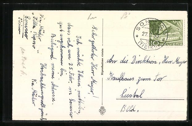 Cartoline postali: AK Sonvico, Villa Riposo, 1953 – Usato da Berlin venduto da bartko-reher 1