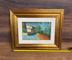 Ölgemälde Landschaft im Prunkrahmen, signiert F. Gagliardi