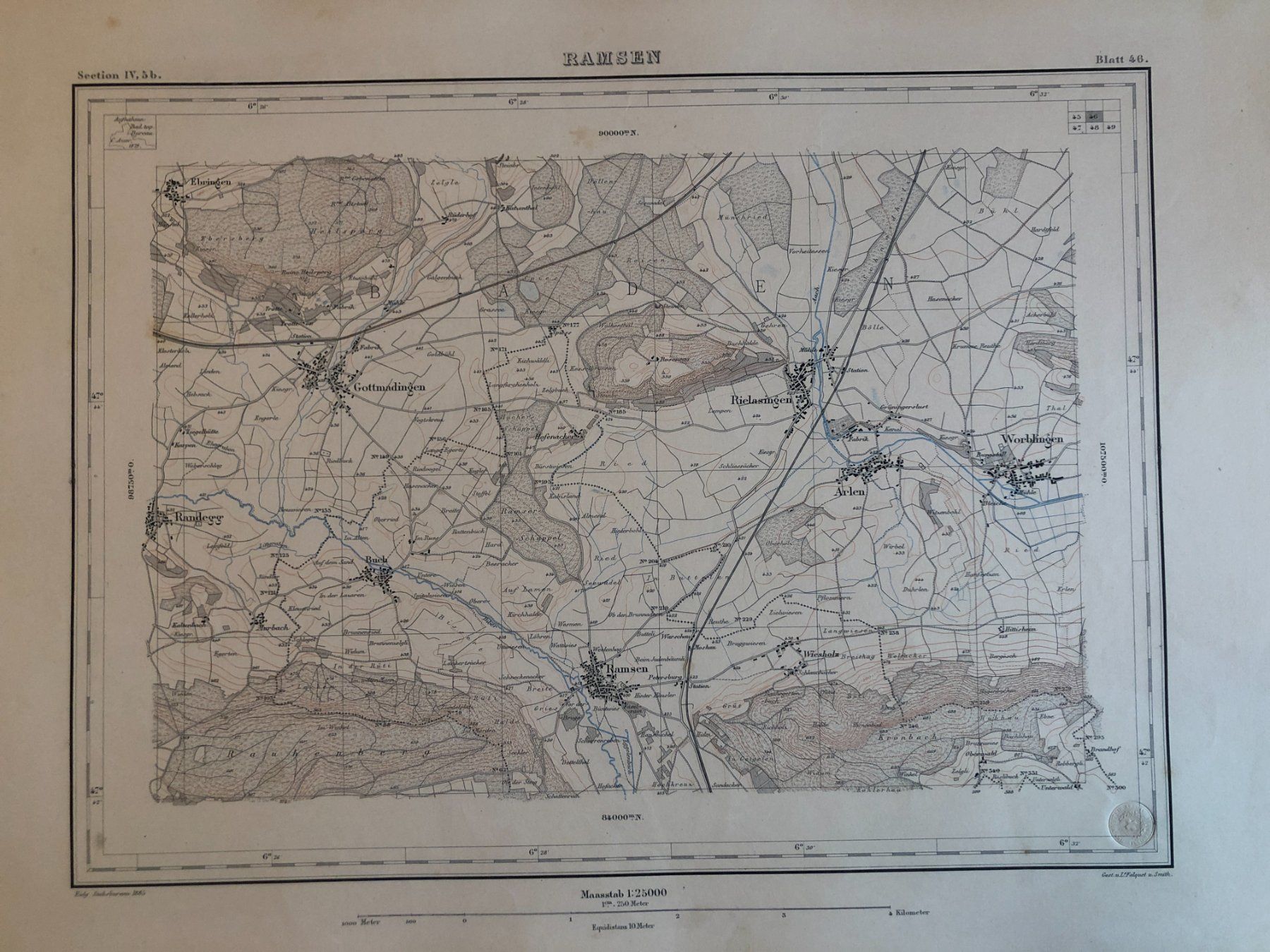 Cartine & Atlanti: Siegfriedatlas Bl. 46: Ramsen 1885 – Usato da Zürich venduto da allp 1