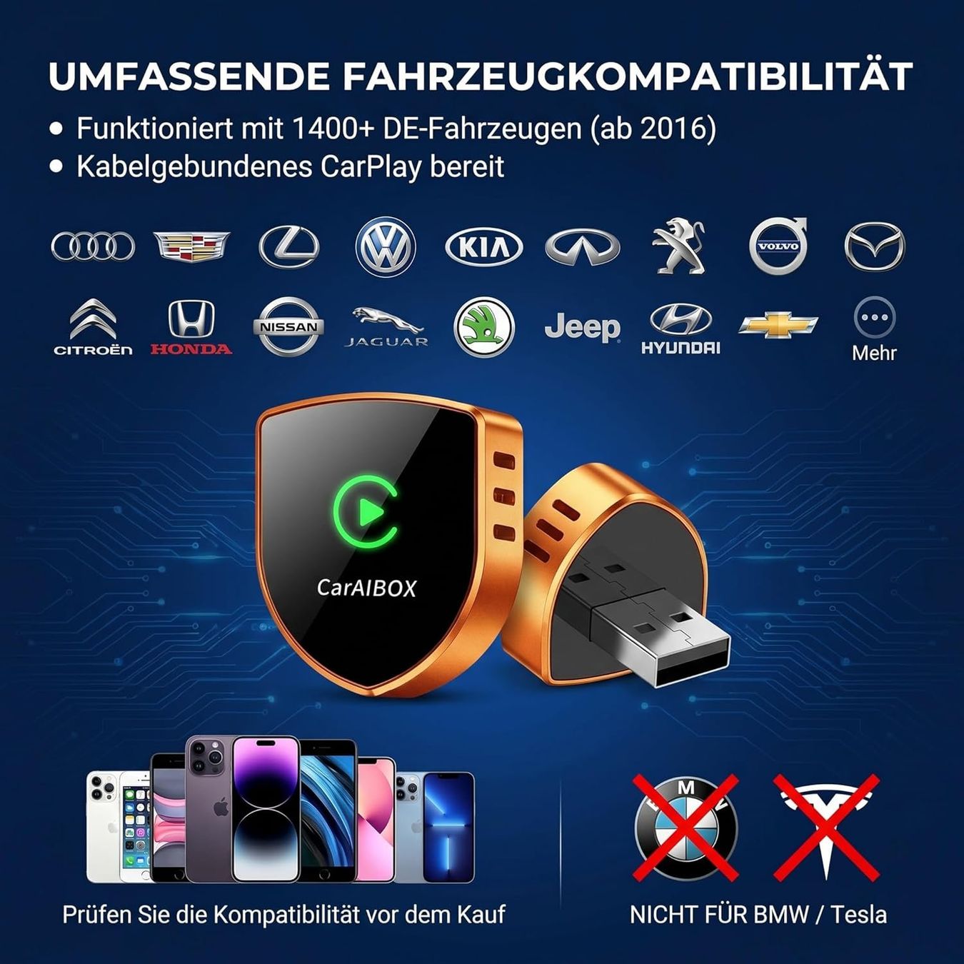 Lecteurs & Adaptateurs: Wireless CarPlay Android Auto Adapter 2-in-1 – Neuf avec emballage d'origine à Suhr par TradeMasters 8