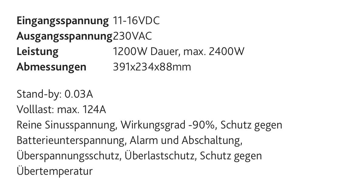 Inverter: Wechselrichter 12 V 1200W reiner Sinus – Nuovo (secondo la descrizione) da Cressier FR venduto da schmidli010 2