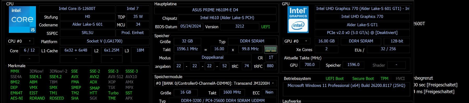 Intel Componenti elettronici: intel i5-12600T LGA1700 6-Core 2.10GHz 18MB 35W – Usato da Oberneunforn venduto da Prazki 4