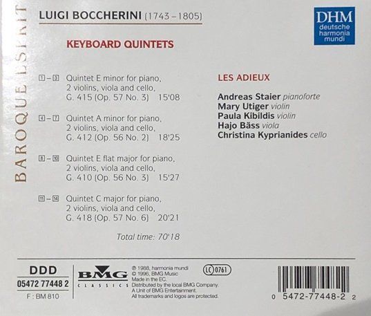 CD: Boccherini - Keyboard Quintets – Usato da Grüningen venduto da azulblanco 1
