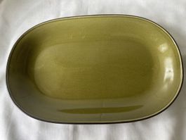 Ovale Rössler Platte 32cm grün Vintage Keramik  70er 