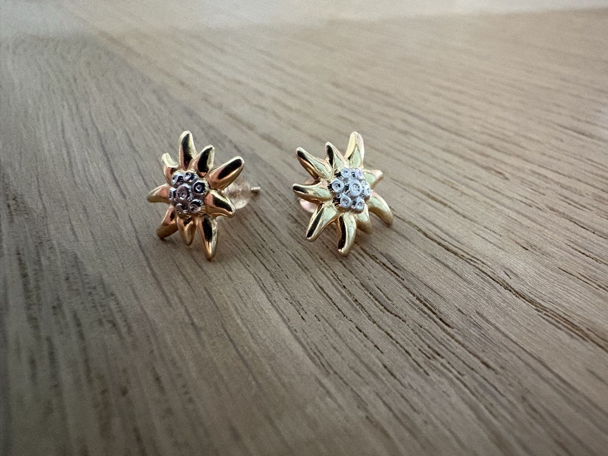 Edelweiss Orecchini pendenti & Orecchini a lobo: Ohrringe Edelweiss goldfarben – Nuovo (secondo la descrizione) da Meilen venduto da Harley. 1