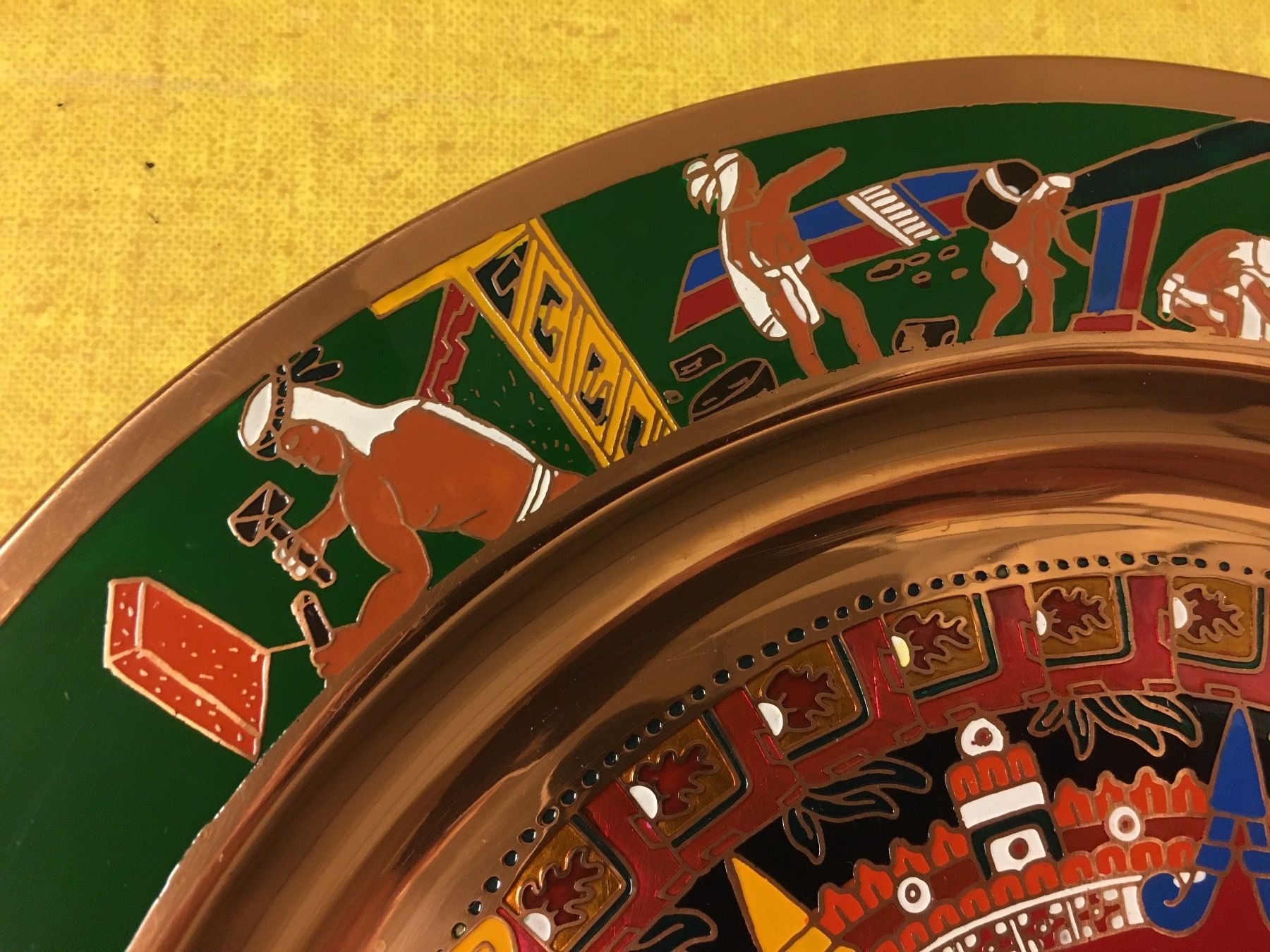 Tutte le decorazioni: Mexikanischer Kupferteller, Wandteller, Aztekenkalender. – Usato da Lanzenhäusern venduto da vic63 6