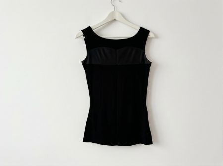 Damen Bluse Top Tanktop mit Leder Details (Ärmellos) Gr.S