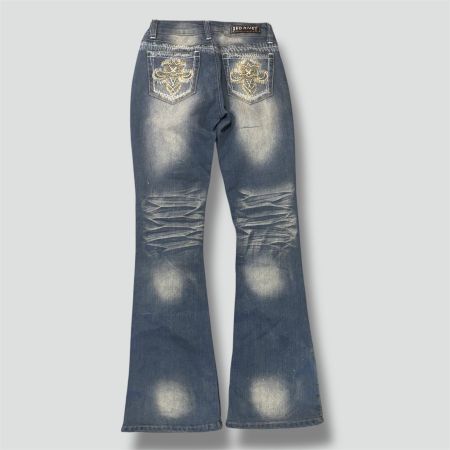 Red Rivet Y2K stone washed wide leg jeans damen hose 00s