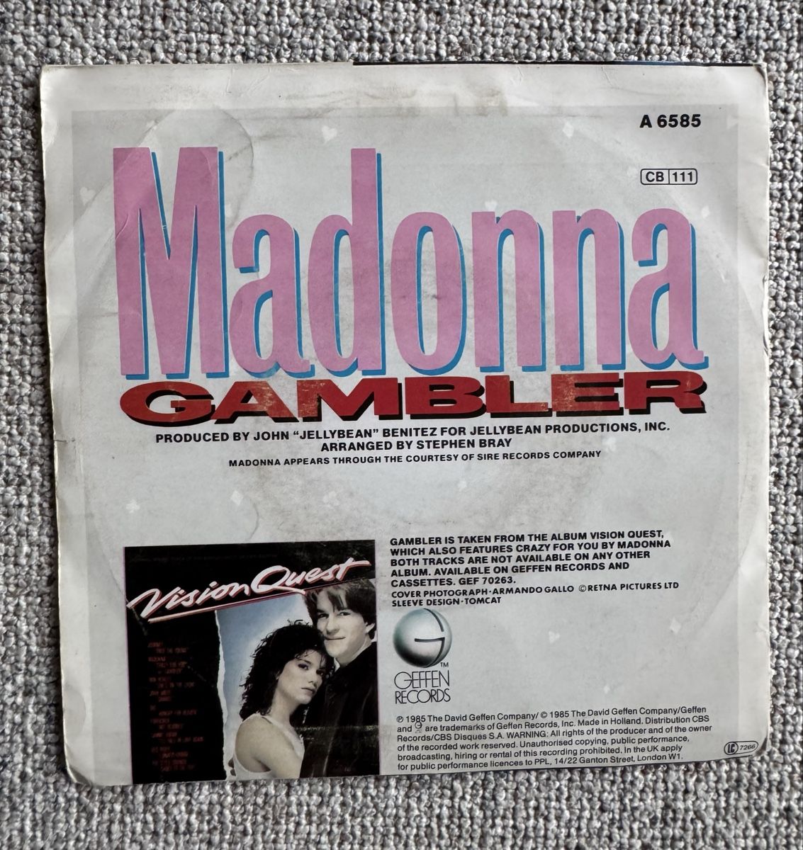 Dischi in vinile: Madonna - Gambler - 7" Single - 80s – Usato da Rorbas venduto da BlackstarRecords 1