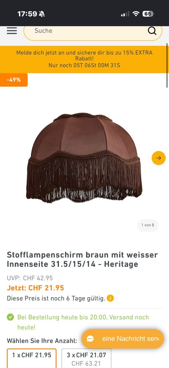 Paralumi: Stofflampenschirm braun mit Fransen – Nuovo (secondo la descrizione) da Adlikon b.Regensdf venduto da Sikkkkkki 3
