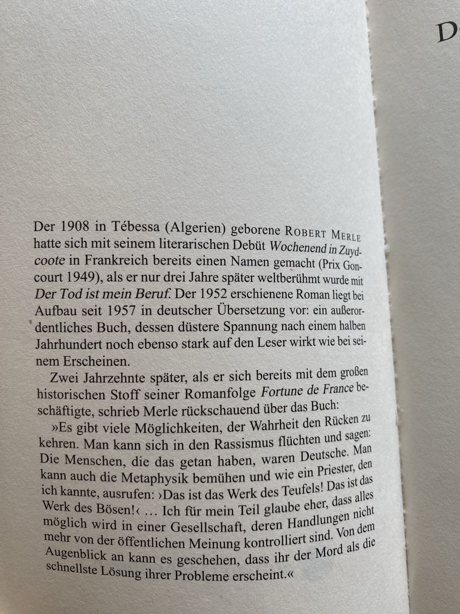 Libri: Der Tod ist mein Beruf - Robert Merle – Usato da Schwarzenburg venduto da Michellu 4