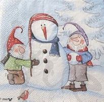Serviette wichtel mit schneemann (w171)