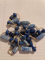 Collier perles bleues fait à la main idéal pour l’été 110 cm