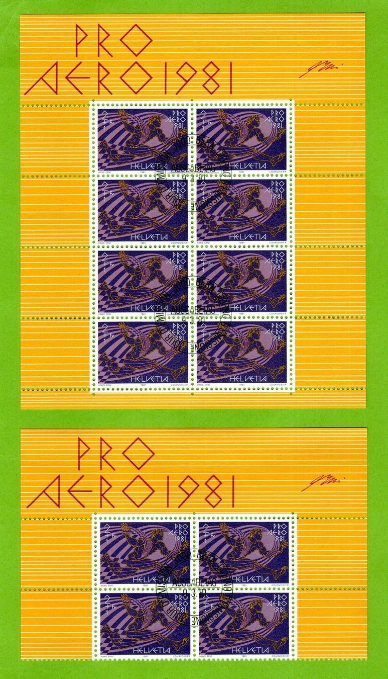 Tous les timbres: 1981 Pro Aero FDC VB + Kleinbogen ET + VB ET SBK 40.-- – D'occasion à Stein am Rhein par Huehnerhund 1