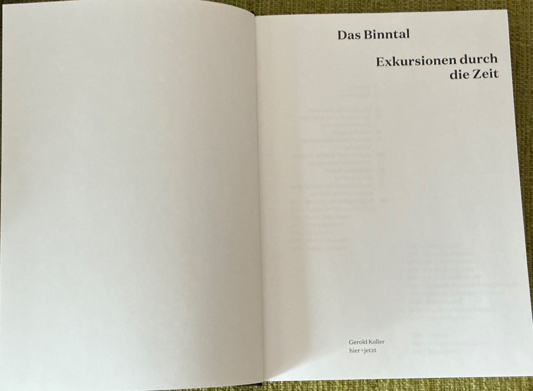 Bücher: Das Binntal - Exkursionen durch die Zeit - G. Koller – Gebraucht aus Crans-Montana von plainemorte 1
