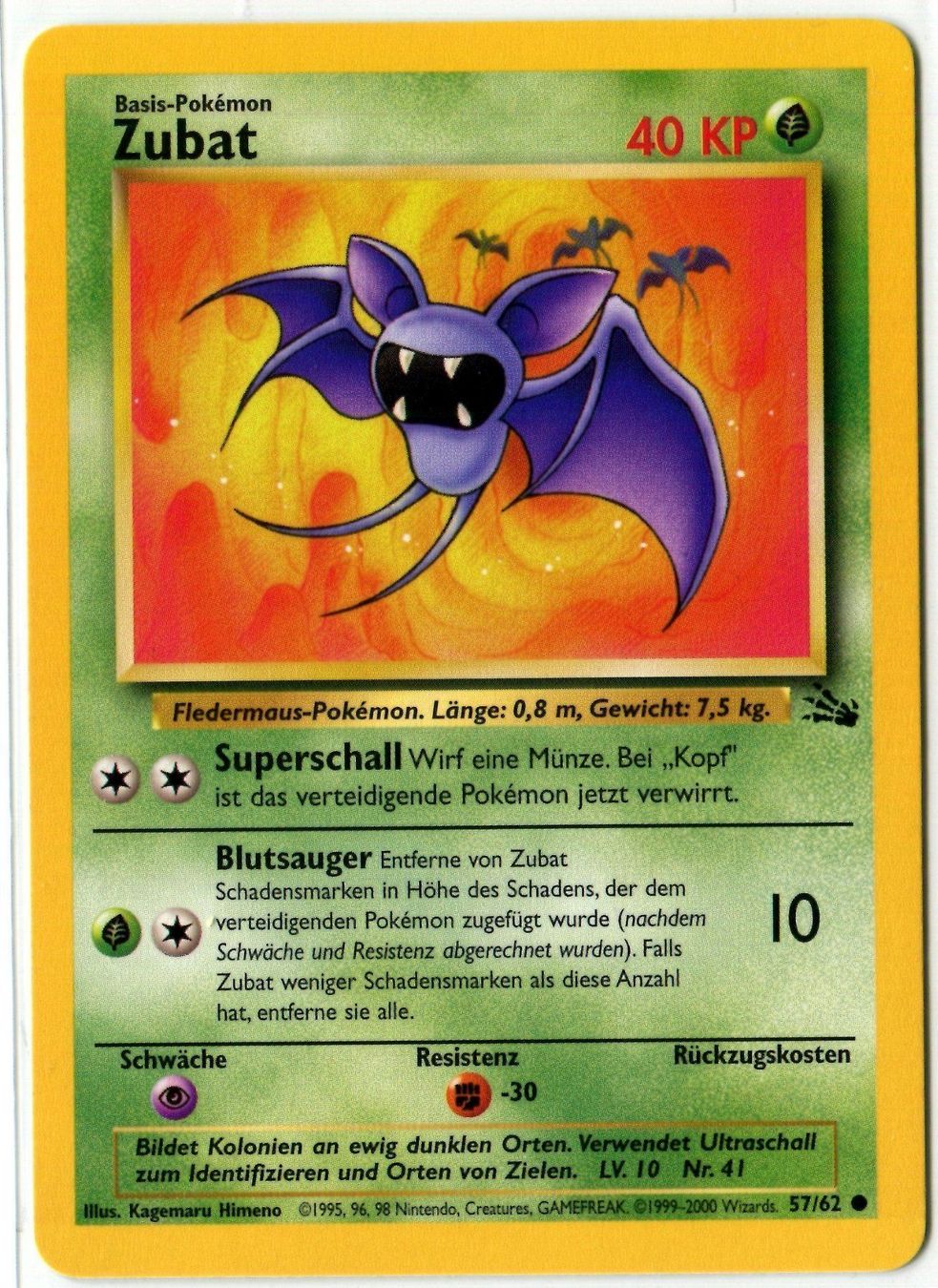 Pokémon Carte collezionabili: Zubat Fossil Set 57/62 Deutsch MINT – Nuovo (secondo la descrizione) da Dornach venduto da Deco89