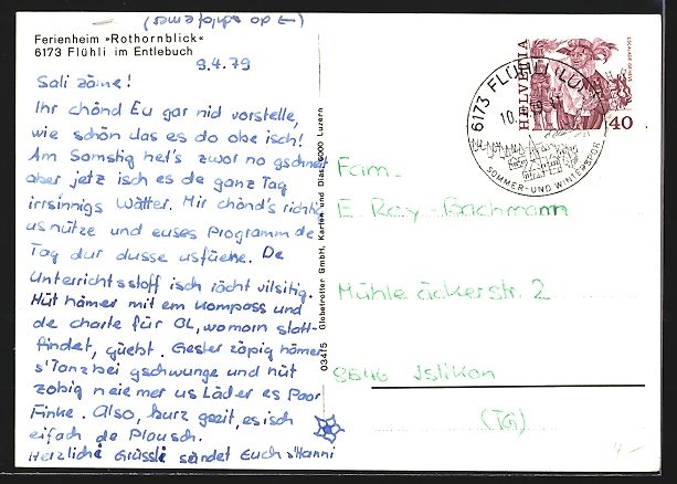 Cartoline postali: Flühli im Entlebuch, Ferienheim Rothorn – Usato da Berlin venduto da bartko-reher 1