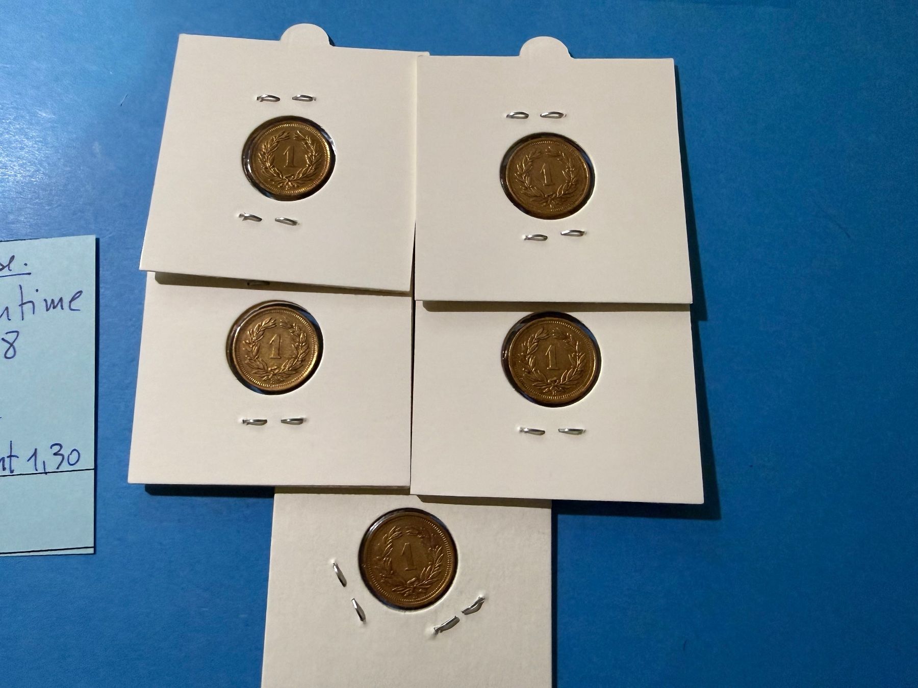 Tutti le monete: SUISSE : 5 X1 CENTIME 1938 - SUPERBE – Usato da genève venduto da GEnumist 2