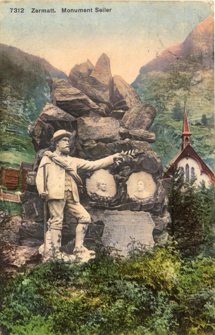 Ansichtskarten: Zermatt VS -  Monument SEILER       um 1913 – Gebraucht aus Brig von Valcards54