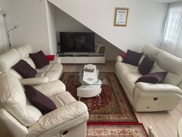 Ledersofa 3/2/1er Couchtsch und TVschrank