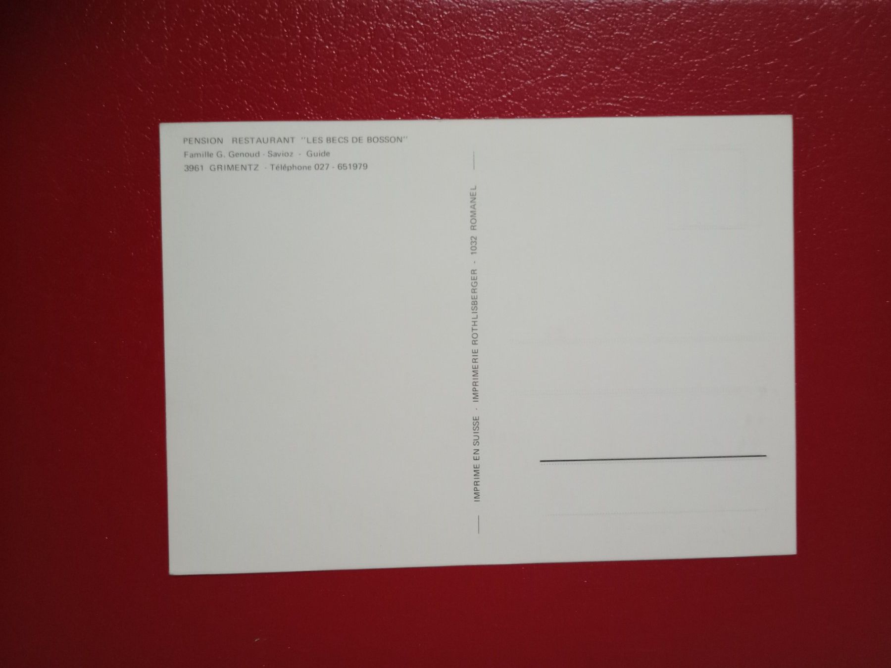 Cartoline postali: Grimentz Wallis Restaurant Les Becs de Bosson – Usato da Küttigen venduto da Melisch1000 1