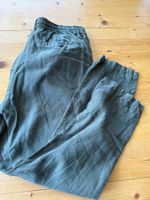 Damen Leinen Hosen Manor Gr. 34/32 Olivegrün